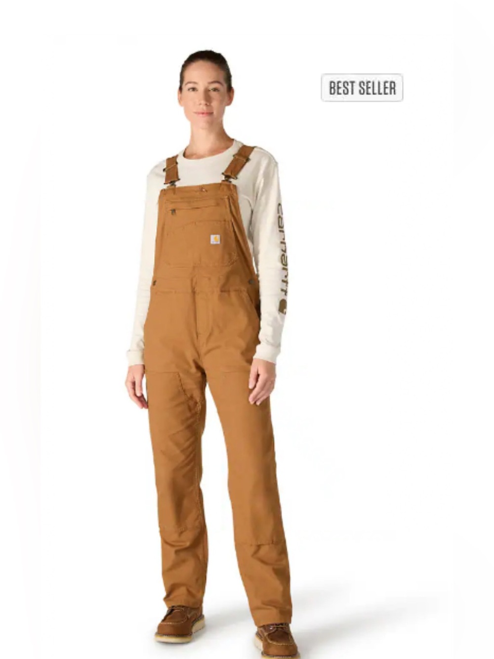 Carhartt NWOT Women’s Loose Fit Bib Overalls Small Tall Brown Duck Canvas